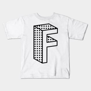 3D Ben Day Dot Isometric Letter F Kids T-Shirt